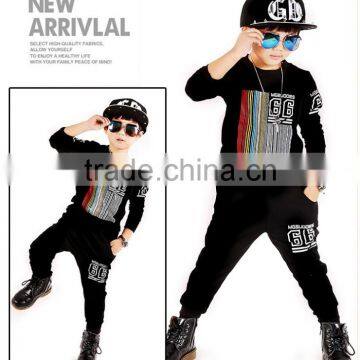 Custom Wholesale Handsome 95% Cotton 5% Polyester Kids Winter and Printing Boys Dance Costume Hoodies and Harem Pants Sets photo-2