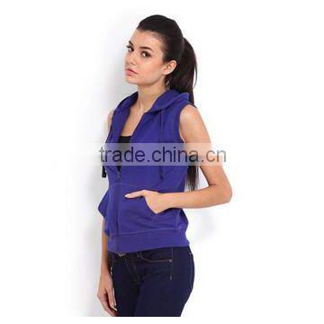 Newest Style Cotton Females Sleeveless Gym Hoodie Cheap photo-2