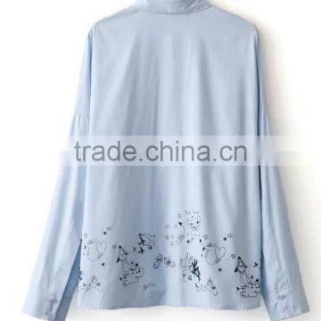 Runwaylover EY2387B Ladies 2017 Long Sleeve Label Printed Blouse photo-4