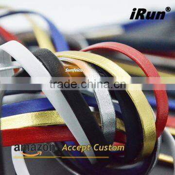 Premium Flat Genuine Royal Blue Goatskin Sheepskin Leather Shoelaces W/Gold Tips for Air Shoes - Provide Amazon Label Service photo-4