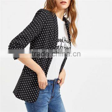 2018 Fall and Winter Newest Style Fitted Polka Dot Open Front Blazer photo-4
