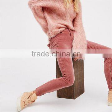 2017 Low Rise Gavin Cord Skinny Work Slacks for Women photo-6