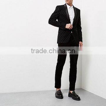 Men's Black Smart Velvet Skinny Fit Pants