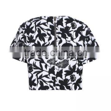 Womens Cotton Full Printing Loose Back Zipper-up Shirt/blouse photo-2