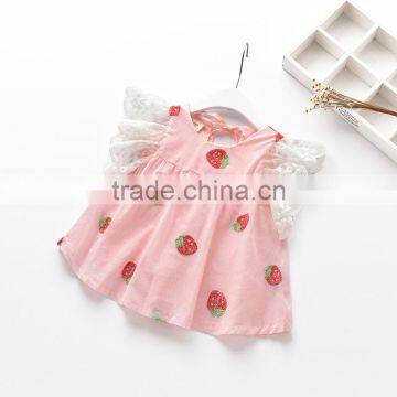 Wholesale Full Strawberry Printing t Shirt no Sleeve Children Tops Custom Pattern photo-4