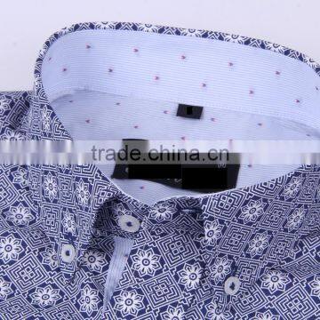 2017 Men's Long Sleeve Graphic Printed Slim Fit Shirt With Contrast Collar and Cuff photo-4