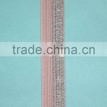 Fold-Over Elastic Tape with Silver Lurex Yarn