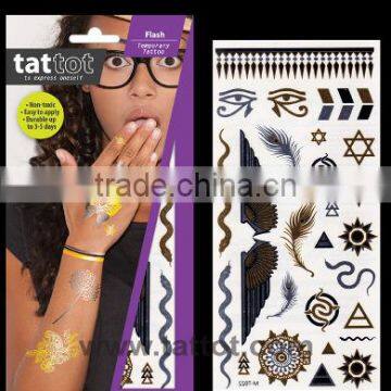 Flash Adult Temporary Tattoo gold and silver fashion tattoos sticker