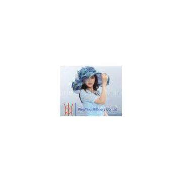 Blue Mother and Daughter Series Organza Hat with Hollow Trimmings