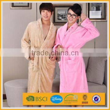 wholesale couples yellow super soft fluffy coral fleece bathrobe