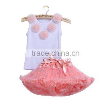 flower pink Petti skirts suits Children Baby Girls Skirt Set persnicty remake girls dress outfits