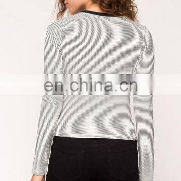 2017 New Fashion Custom Wholesale Long Sleeve Striped t Shirt for Women photo-5