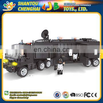 Most popular 423PCS perfect in workmanship plastic building police trucks blocks toy for kids