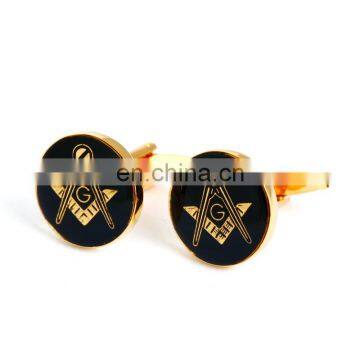 Gold Masonic Freemason symbol black cufflinks