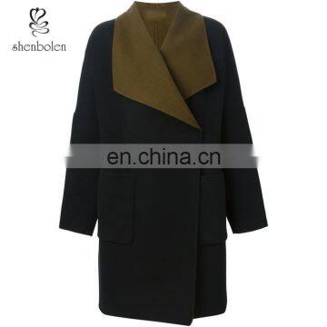 China Wholesale Latest Wrap Design Plaid Wool Long Coats for Women