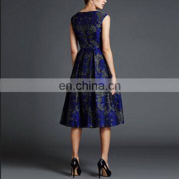OEM Service Online Shopping New Fashion Round Neck Floral Floral Dress 2016 Elegant Women Casual Dress photo-2