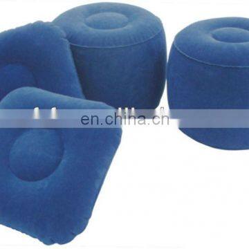 inflatable flocked camp stool and pillow