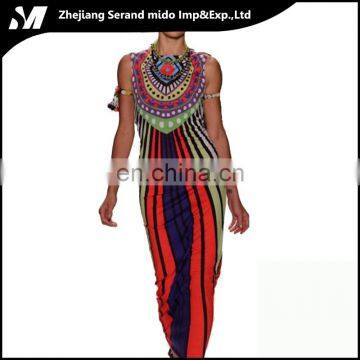 Colorful Peacock-element Elegant Summer Natural Element Classic Digital Printing Ladies' Dress