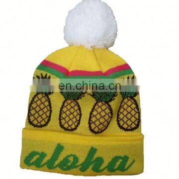 Custom Made Your Own Logo Embroidery Knit Beanie With Pom Pom photo-4