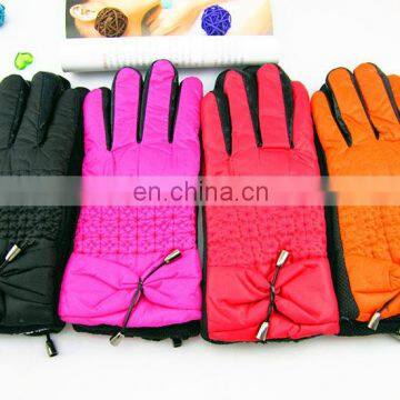 Fashion Cheap bowknot pendant female cute Winter warm cashmere leather driving gloves