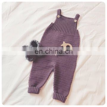 Latest Design Pink Knitted Jumpsuits 100% Cotton kid Girl knitted pants On SALE 2020 Knitted Overall