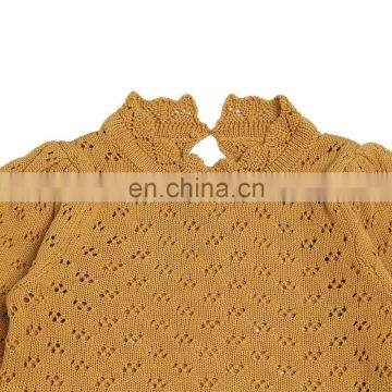 2020 Autumn and Winter the Same Baby Hollow Lace Cotton Knitted Jumpsuit Baby Bottoming Sweater Romper photo-4