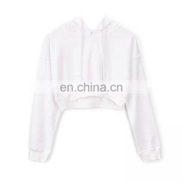 Hot Selling OEM Custom Logo 100 Cotton Terry Womens Blank Cropped Top Hoodie photo-4