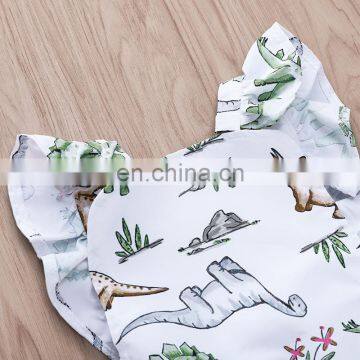 2019 Summer Newborn Baby Infant Jumpsuit Fly Sleeves Dinosaur Romper Cotton Baby Clothes Outfit photo-3