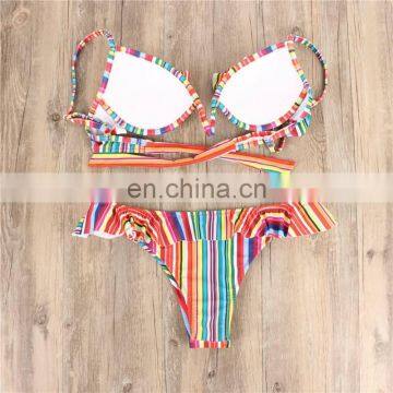 2019 New Steel Plate Bikini Print Gathered Ladies Swimwear Split With Chest Pad Hot Sale Net Red Swimsuit photo-3