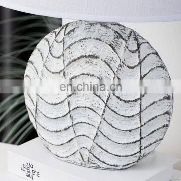 Hot Selling Hotel Home Decor Desk Lamp Embossed Design Ceramic Porcelain White Table Lamp photo-3