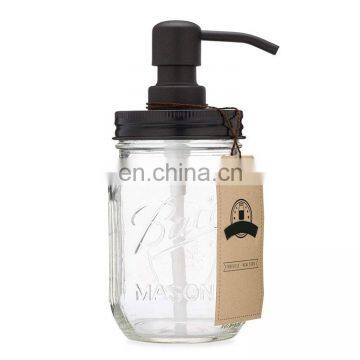 Amazon Hot Sale 16 ounce Bathroom And Kitchen Liquid Mason Jar Glass Hand Soap Dispenser