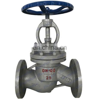 Bundor WCB Cast steel outside stem  PN16 flange connection end 4 inch globe valve