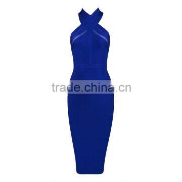 Summer dress wholesale luury 2016 new fashion blue halter sey women evening party bandage Dress Bandage Bodycon Women Wearing