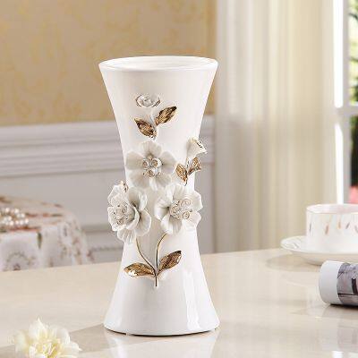 Elegant Modern Simple White Large Hand Made Bamboo Ceramic Vase For Home Dining Room