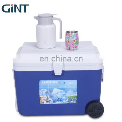 2021 Gint Wholesale  large golf Portable trolley wheeled cooler box for outdoor Plastic Ice box Custom Promotion  goods