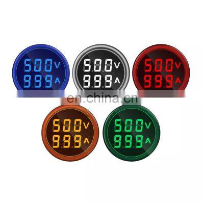 Mini Digital Voltmeter Ammeter 22mm Square AC 50-500V 0-100A Amp Volt Voltage Tester Meter Dual LED Indicator Pilot Lamp Light photo-2