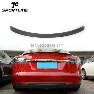 Global Latest Carbon Fiber Car Ducktail Spoiler for Tesla Model S P85 90D P100 2012-2019