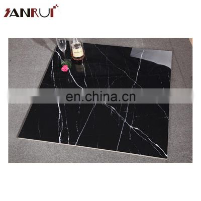 glazed full polished glossy black dark color floor tile 600x600 mm