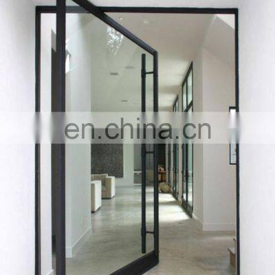 Modern Design Big Metal Entrance Door Glass Wrought Iron Entry Pivot Door photo-5
