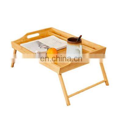 Bamboo Folding Bed Tray with Handles adjustable cutlery Portable Laptop Bed Tray