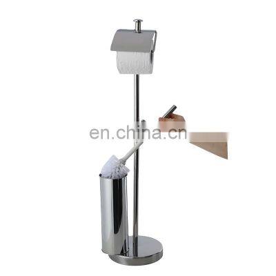 Free stand stainless steel special design curved toilet brush with plastic brush holder