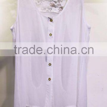 simple style chiffon tank tops for ladies