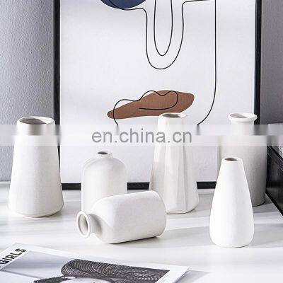 Wholesale Venta Al Por Mayor Mini Vases White Bottle Hydroponics Frascos Ceramic White Vases For  Home Decoration