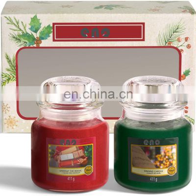 ENO customize Package with Christmas fragrance two pcs candle gift sets soybean wax Scented candle for holiday