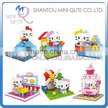 Mini Qute SC Kawaii 6 styles cartoon hello kitty KT cat diamond block plastic building block boys educational toy