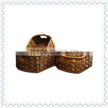 handmade natural S/3 weaving basket with embedded handle