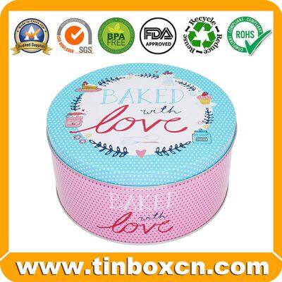 Customized food packaging round metal biscuits tin can cookies tin box