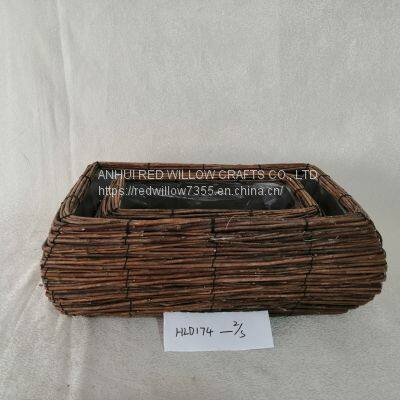 Square Handmade Natural Rattan Wicker Storage Box Baskets Hot Selling