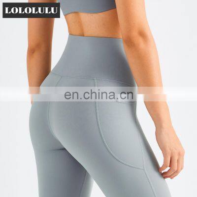 High Waist Yoga Leggings Without T Line Factory Sales Gym Sports Side Pockets Pants