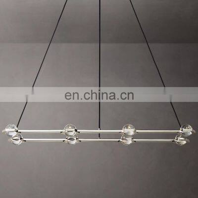 Luxurious Classic Modern Frosted Glass Ball Metal Industrial Rectangular Chandelier Home Hotel Light Luxury Interior Lighting photo-4
